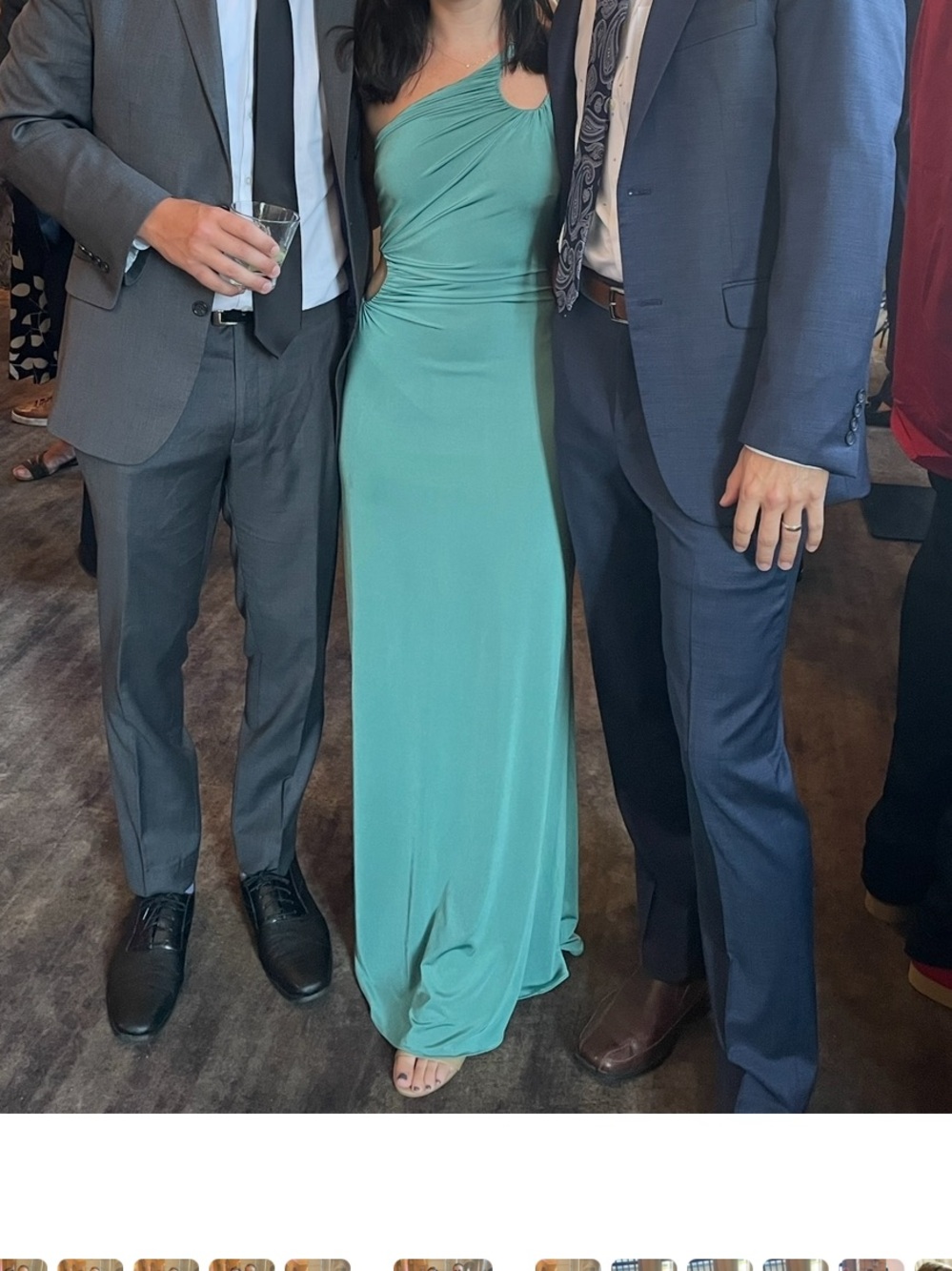 Teal Green One-Shoulder Ruched Evening Dress wedding guest dress